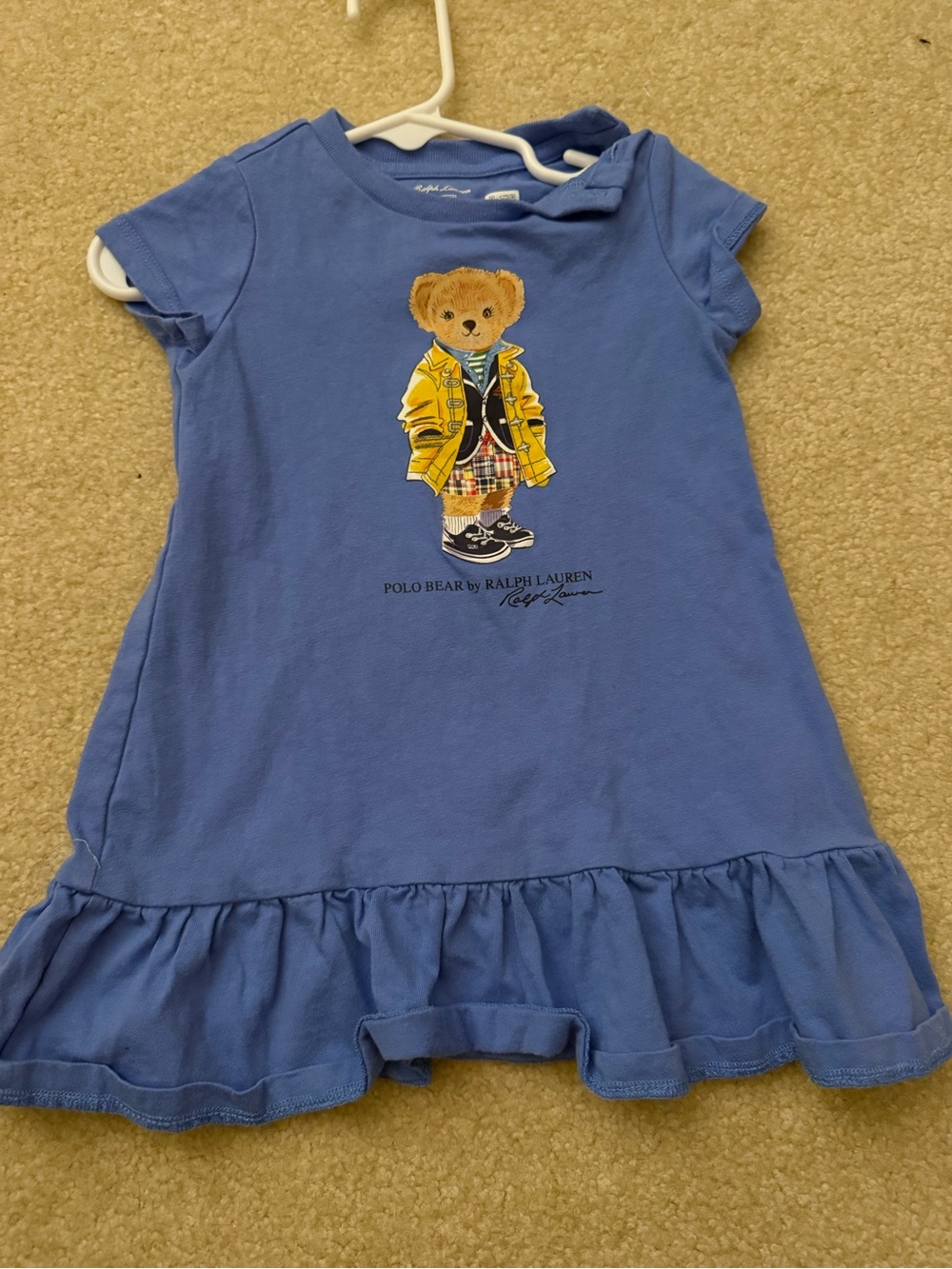 Ralph Lauren Blue Polo Bear Ruffle Hem Dress